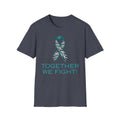 Rare Disease Awareness T-Shirt — Teal Zebra Ribbon "Together We Fight!"