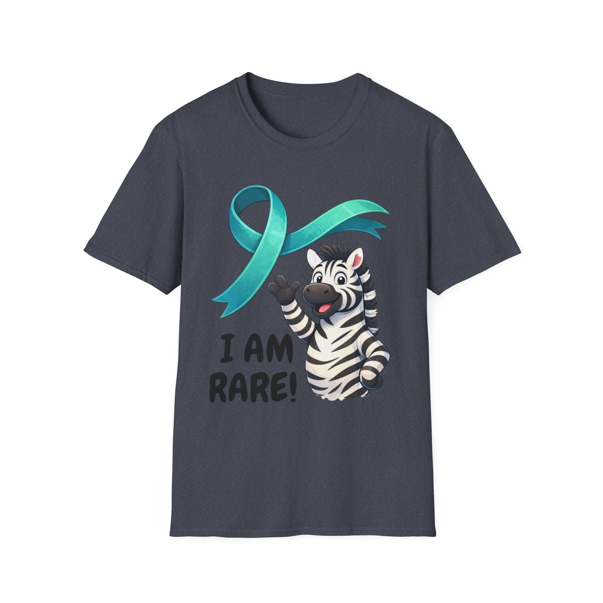 Rare Disease Awareness Zebra T-Shirt — "I Am Rare" Teal Ribbon Shirt