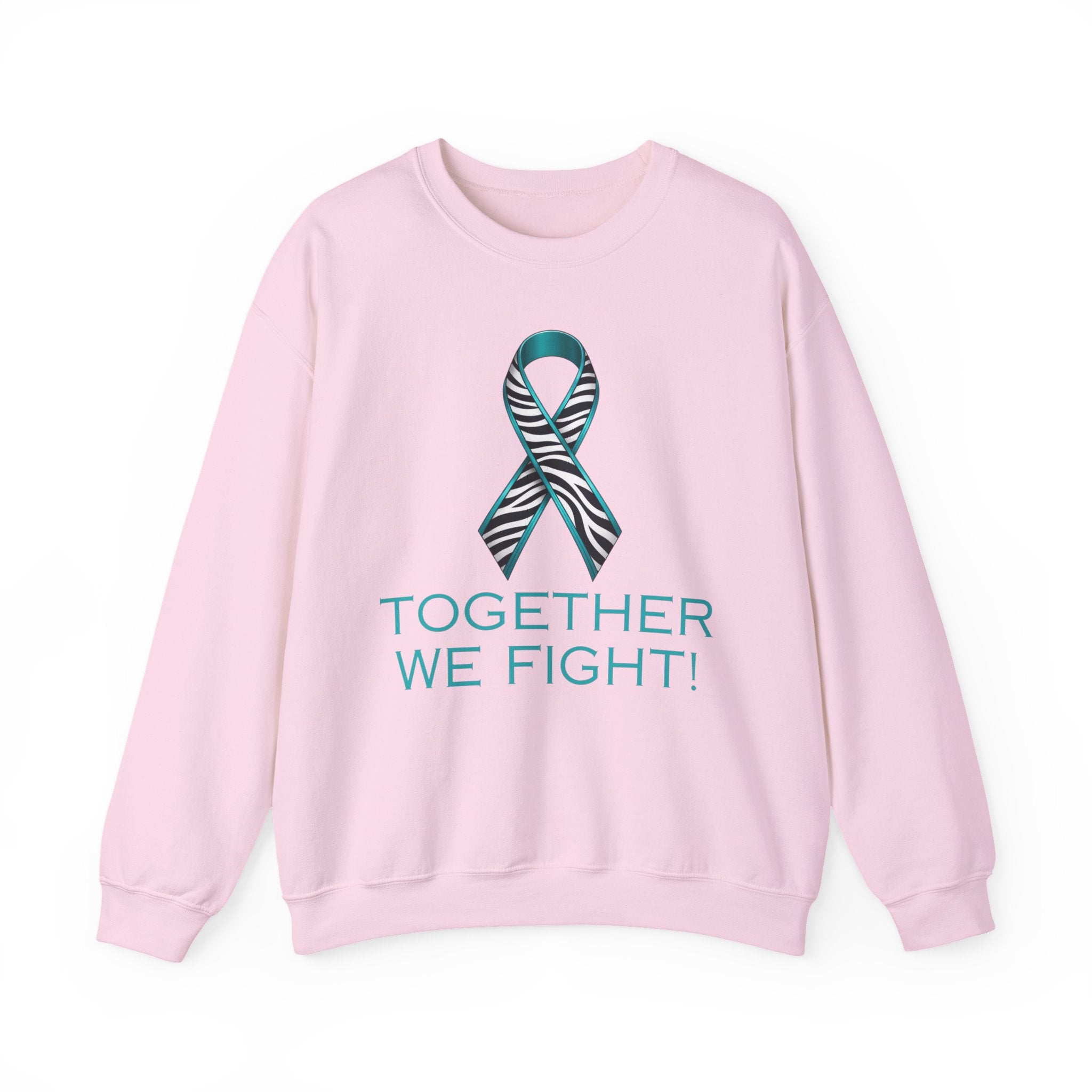 Awareness Ribbon Sweatshirt - "Together We Fight" Teal Zebra Support Crewneck