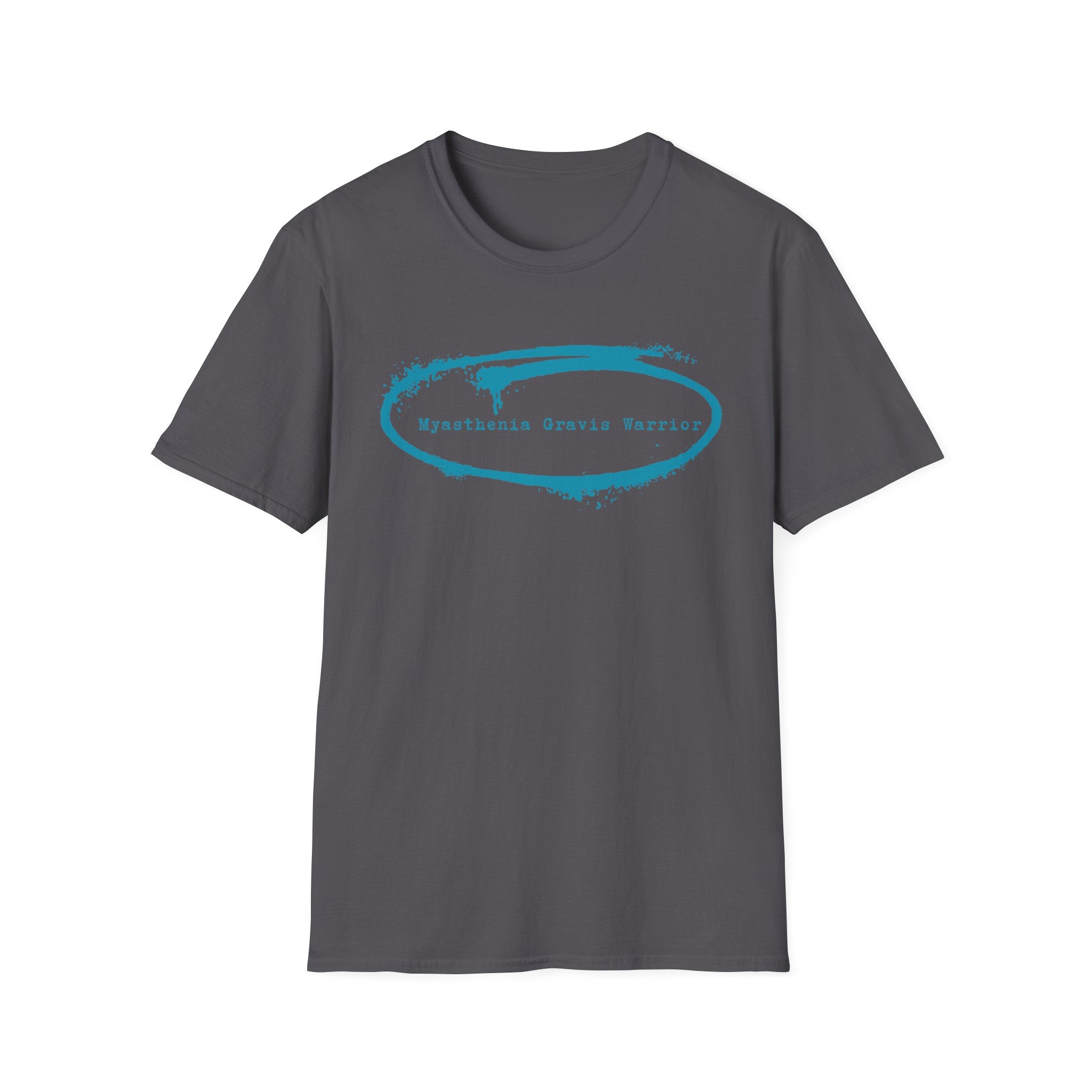 Myasthenia Gravis Warrior T-Shirt — Retro Blue Brushstroke Graphic Tee