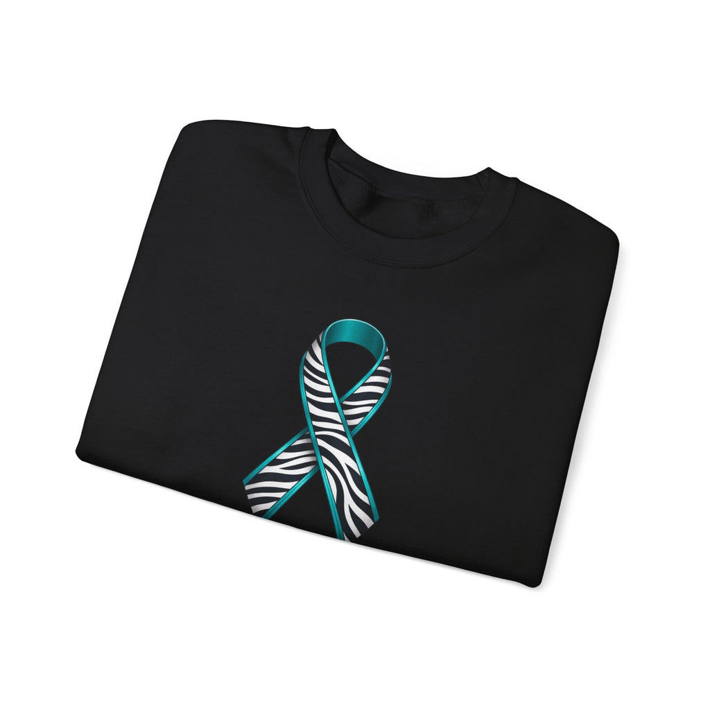 Awareness Ribbon Sweatshirt - "Together We Fight" Teal Zebra Support Crewneck