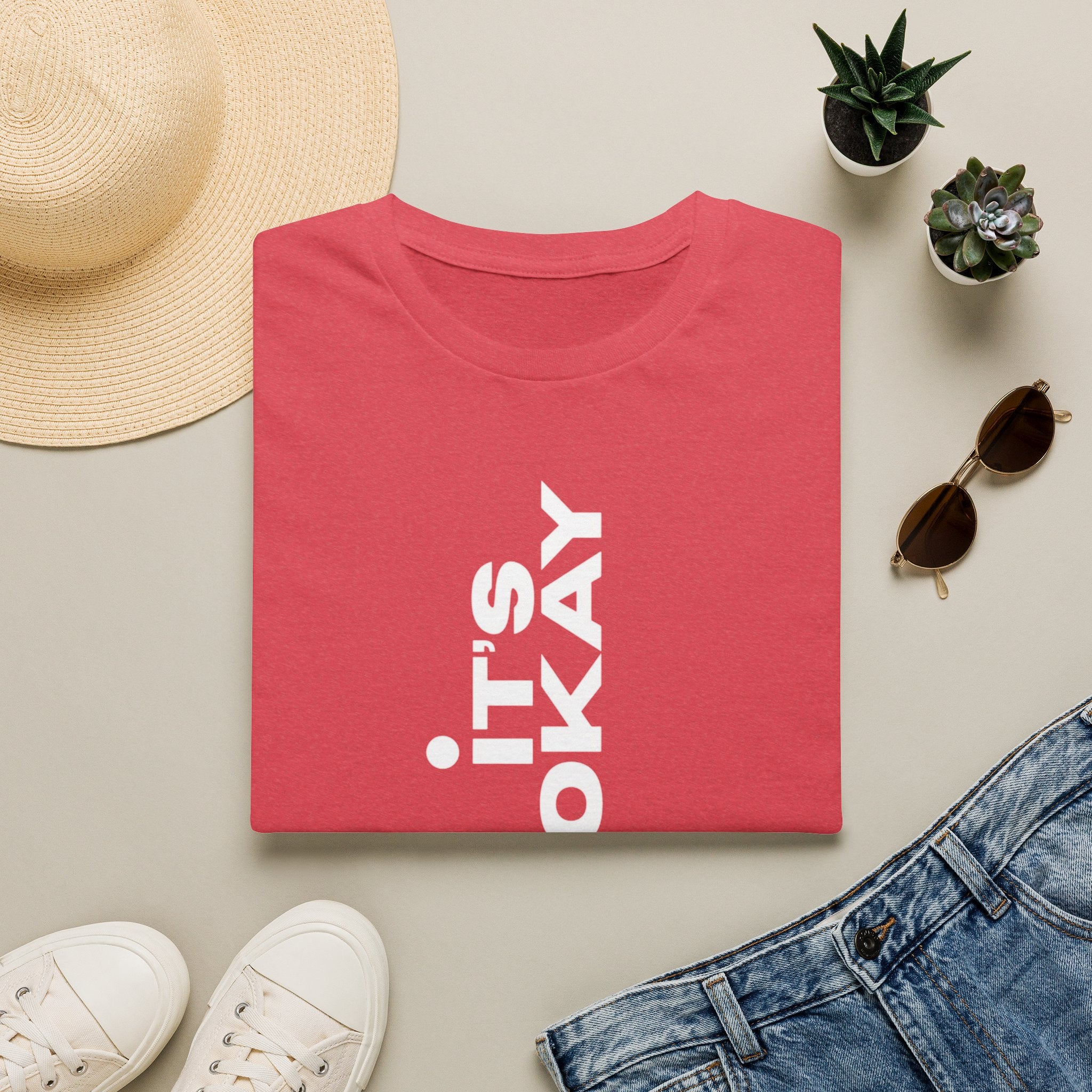 It's Okay Vertical Graphic Tee — Mental Health Awareness T-Shirt