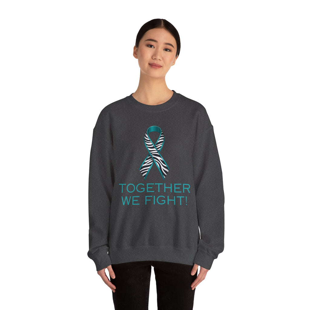 Awareness Ribbon Sweatshirt - "Together We Fight" Teal Zebra Support Crewneck