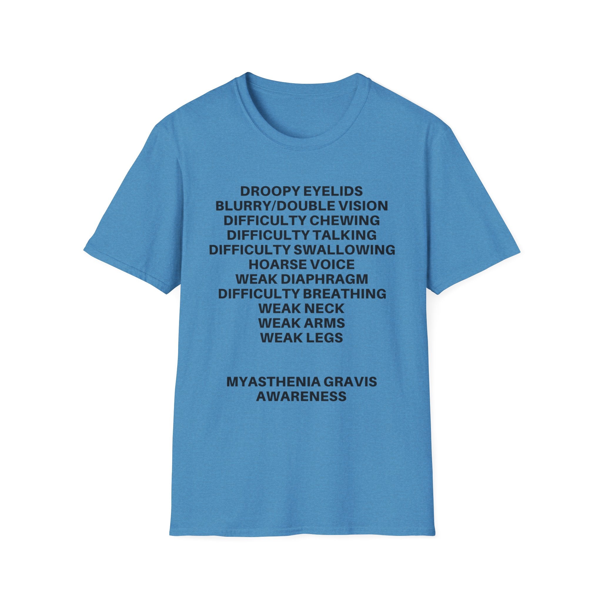 Myasthenia Gravis Awareness T-Shirt — Symptoms List Tee