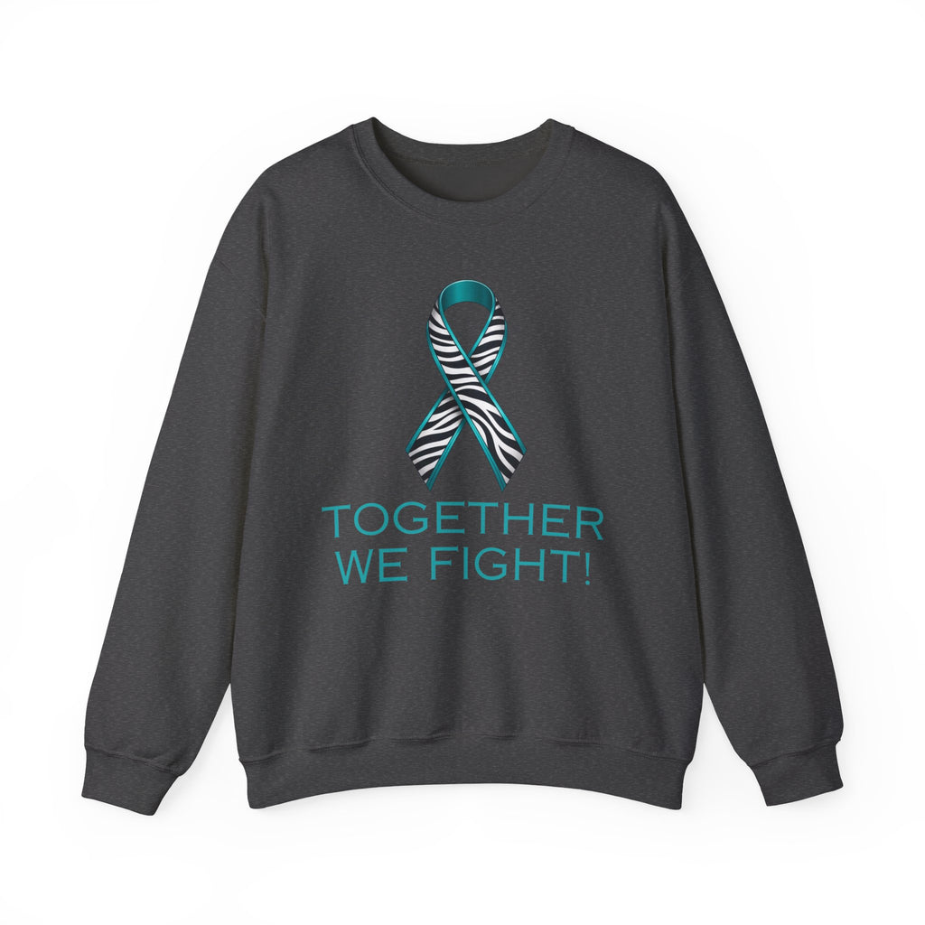 Awareness Ribbon Sweatshirt - "Together We Fight" Teal Zebra Support Crewneck