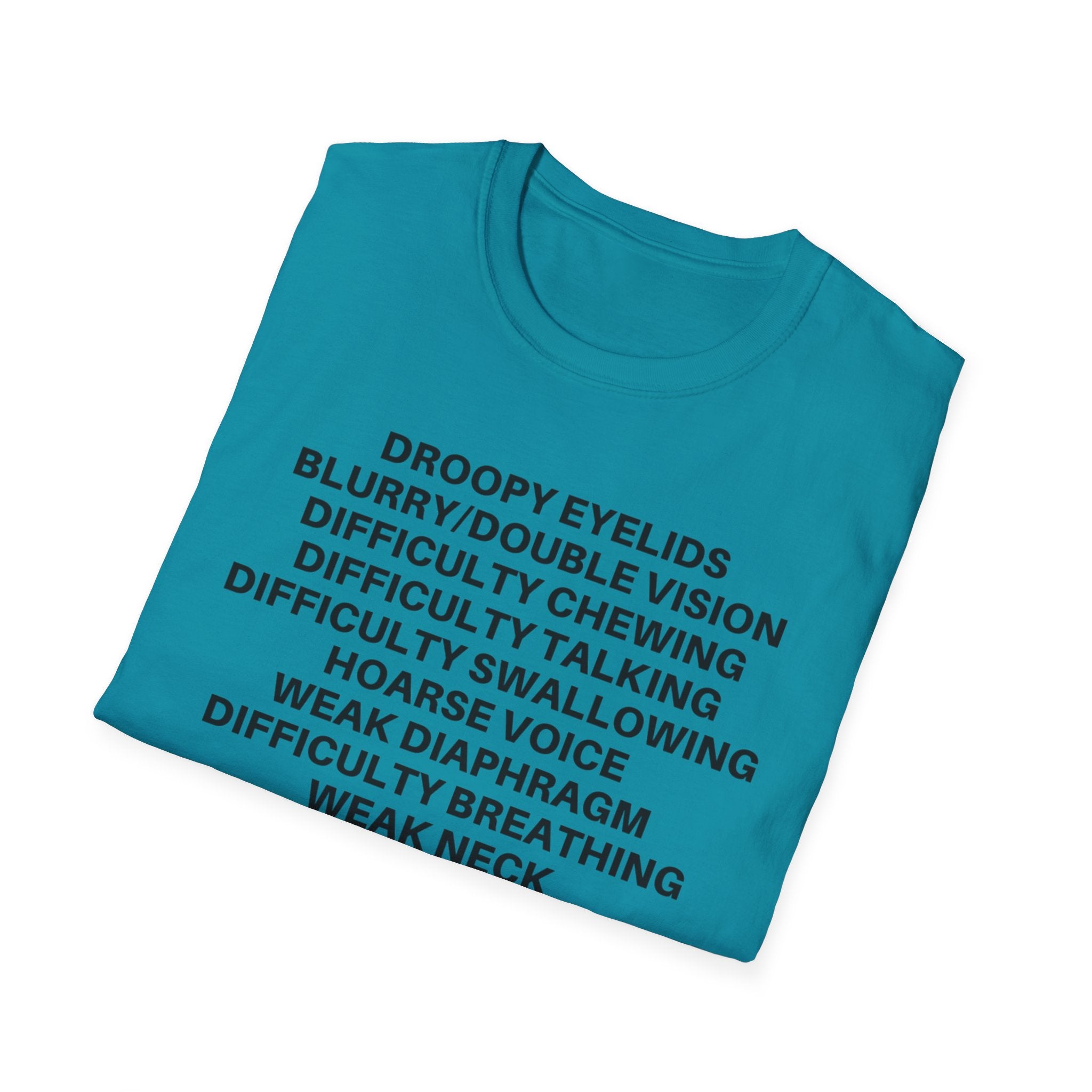 Myasthenia Gravis Awareness T-Shirt — Symptoms List Tee