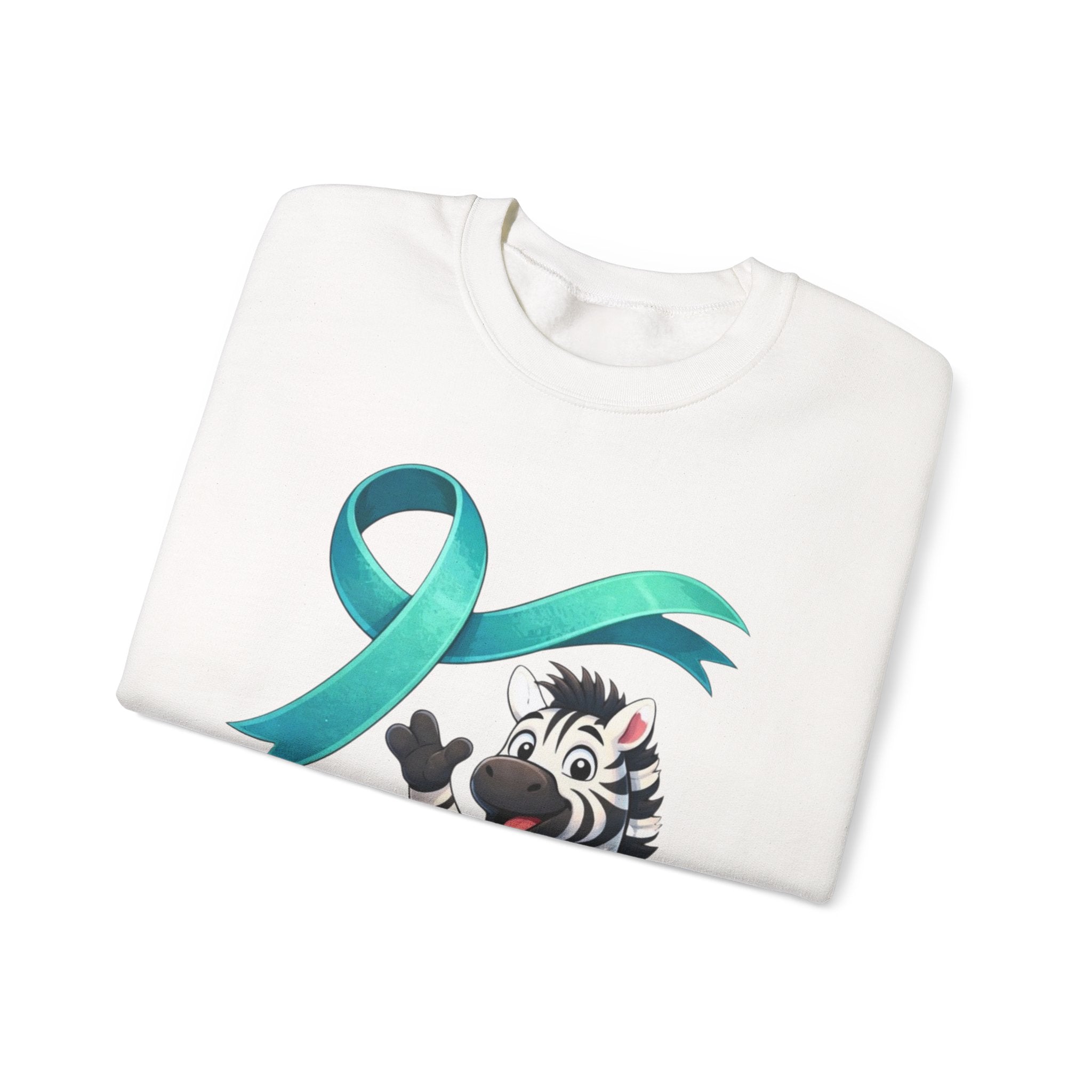 Rare Zebra Awareness Sweatshirt — "I Am Rare" Teal Ribbon Crewneck