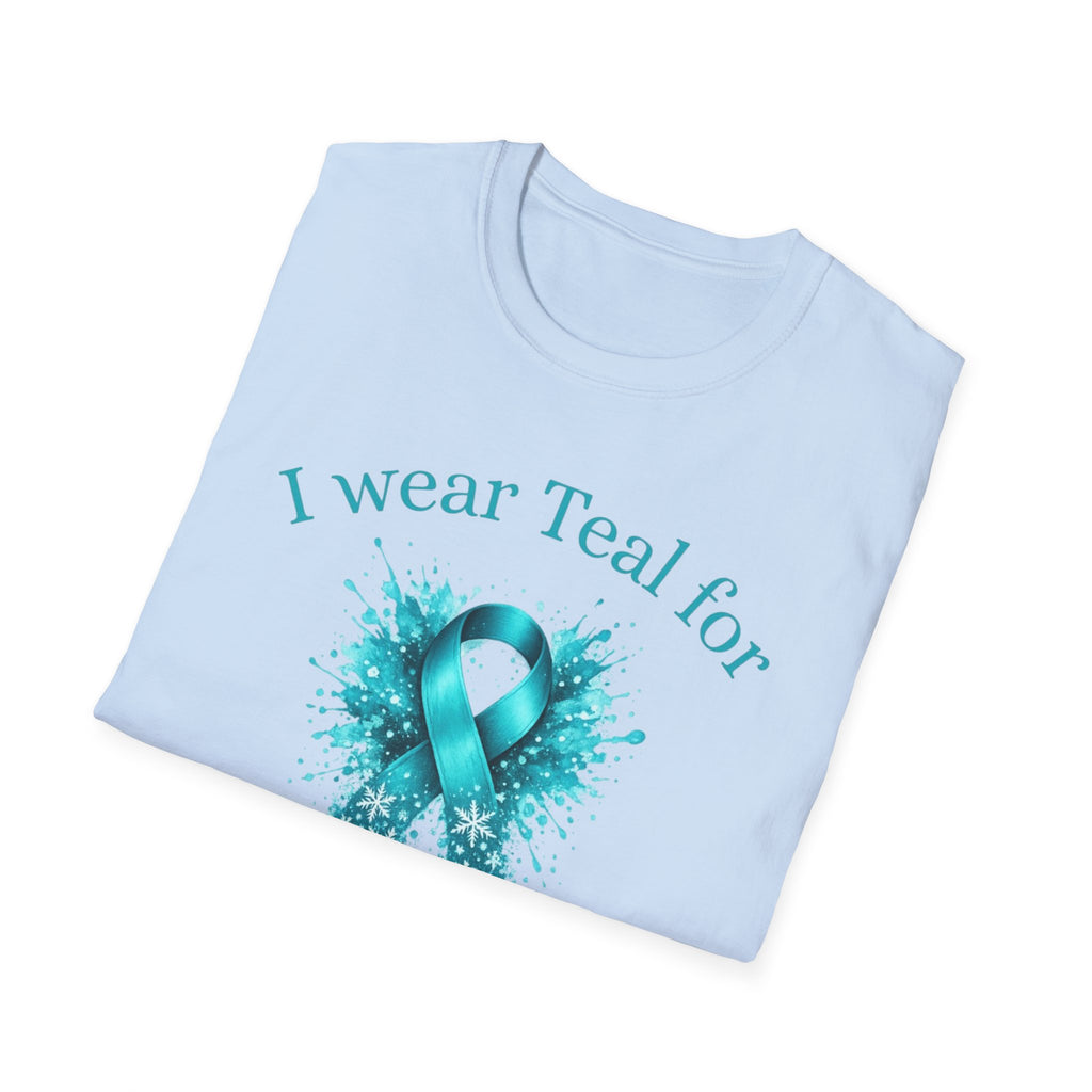 Myasthenia Gravis Awareness Ribbon T-Shirt — "I Wear Teal for My Daughter" Support Tee