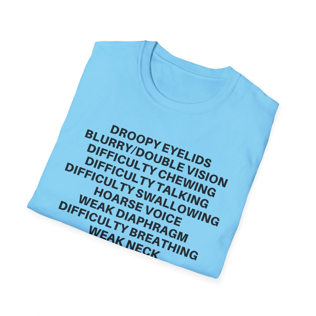 Myasthenia Gravis Awareness T-Shirt — Symptoms List Tee