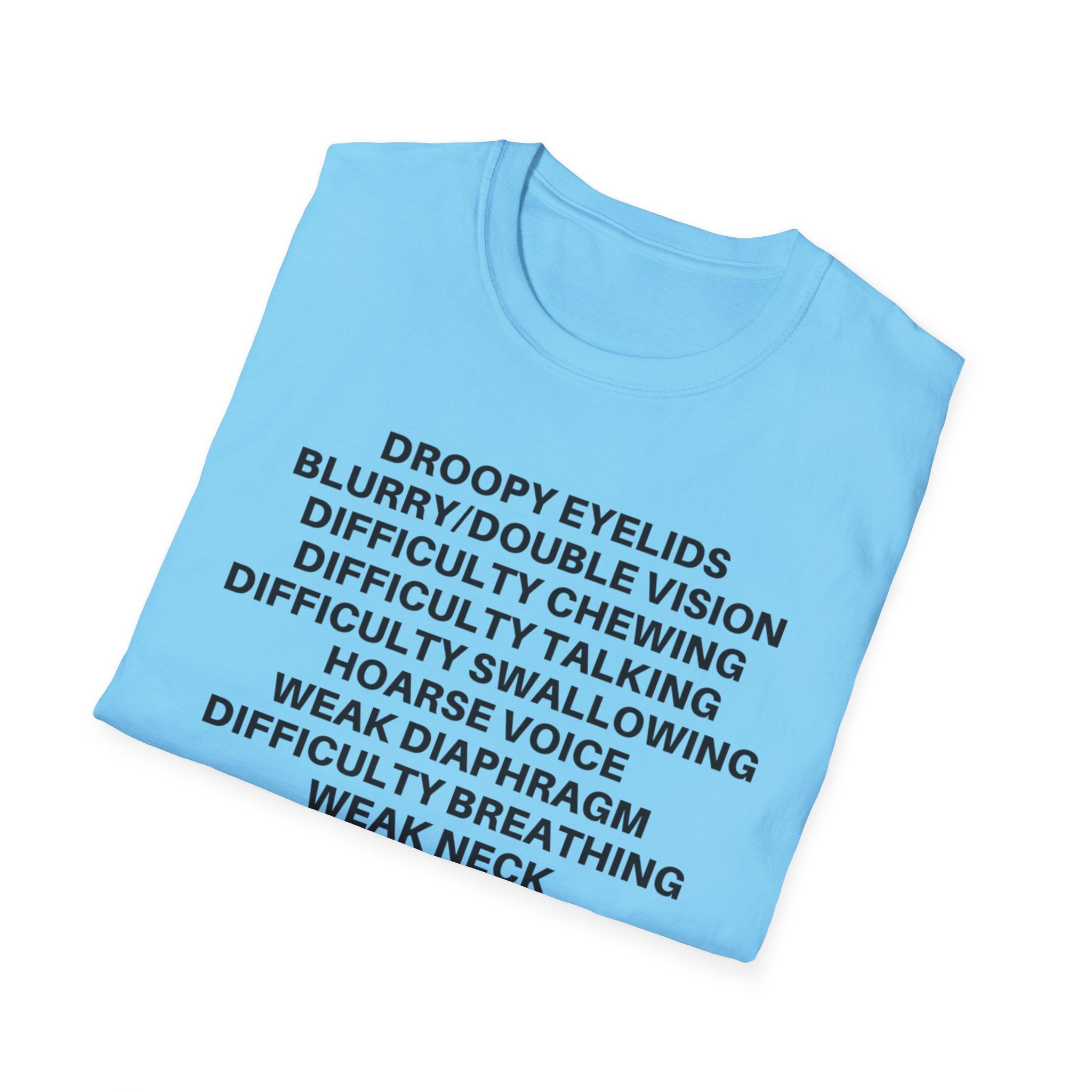 Myasthenia Gravis Awareness T-Shirt — Symptoms List Tee