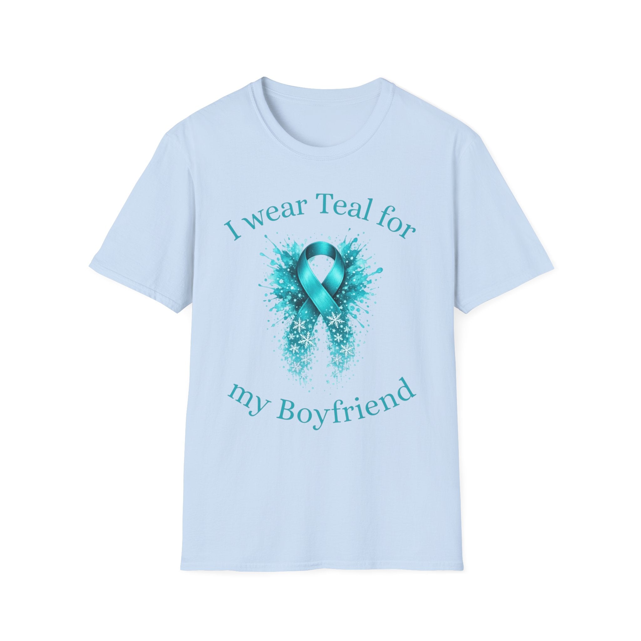 Myasthenia Gravis Awareness Ribbon T-Shirt — "I Wear Teal for My Boyfriend" Support Tee