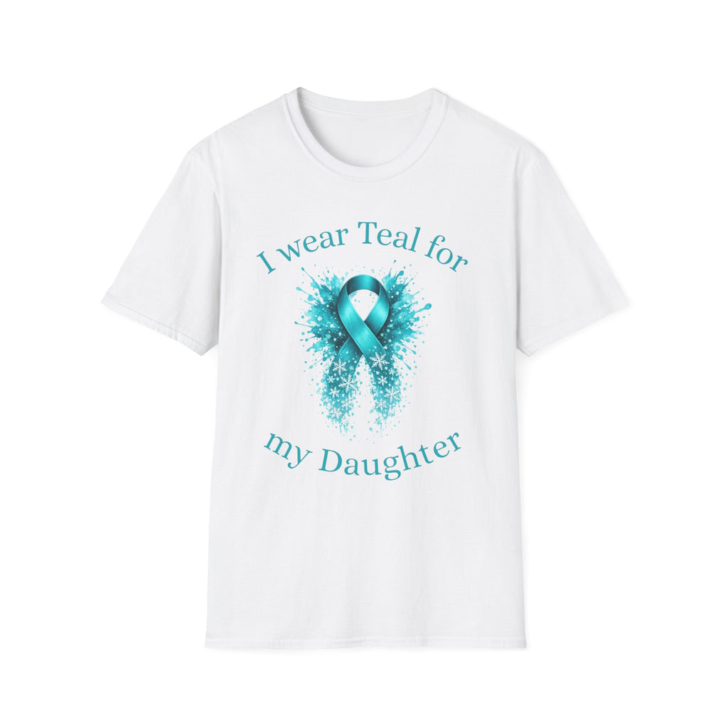 Myasthenia Gravis Awareness Ribbon T-Shirt — "I Wear Teal for My Daughter" Support Tee