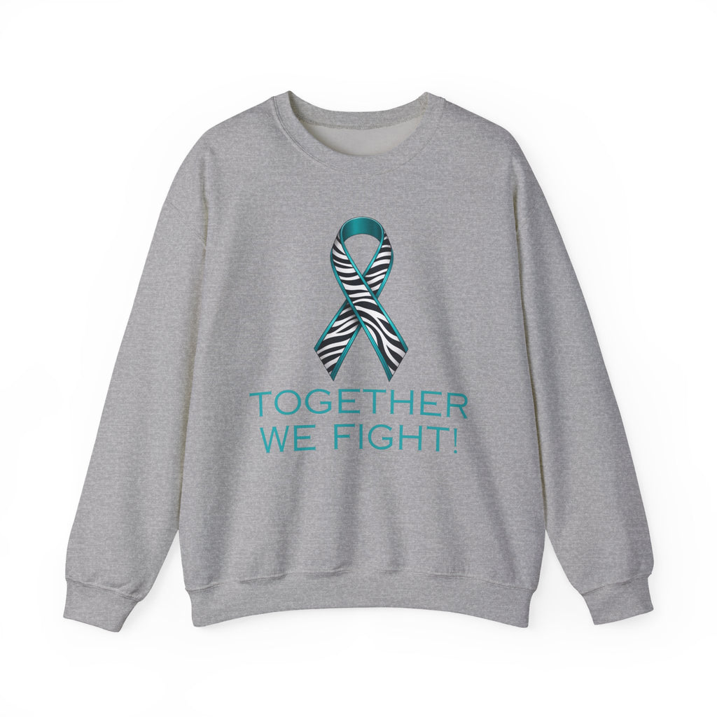 Awareness Ribbon Sweatshirt - "Together We Fight" Teal Zebra Support Crewneck
