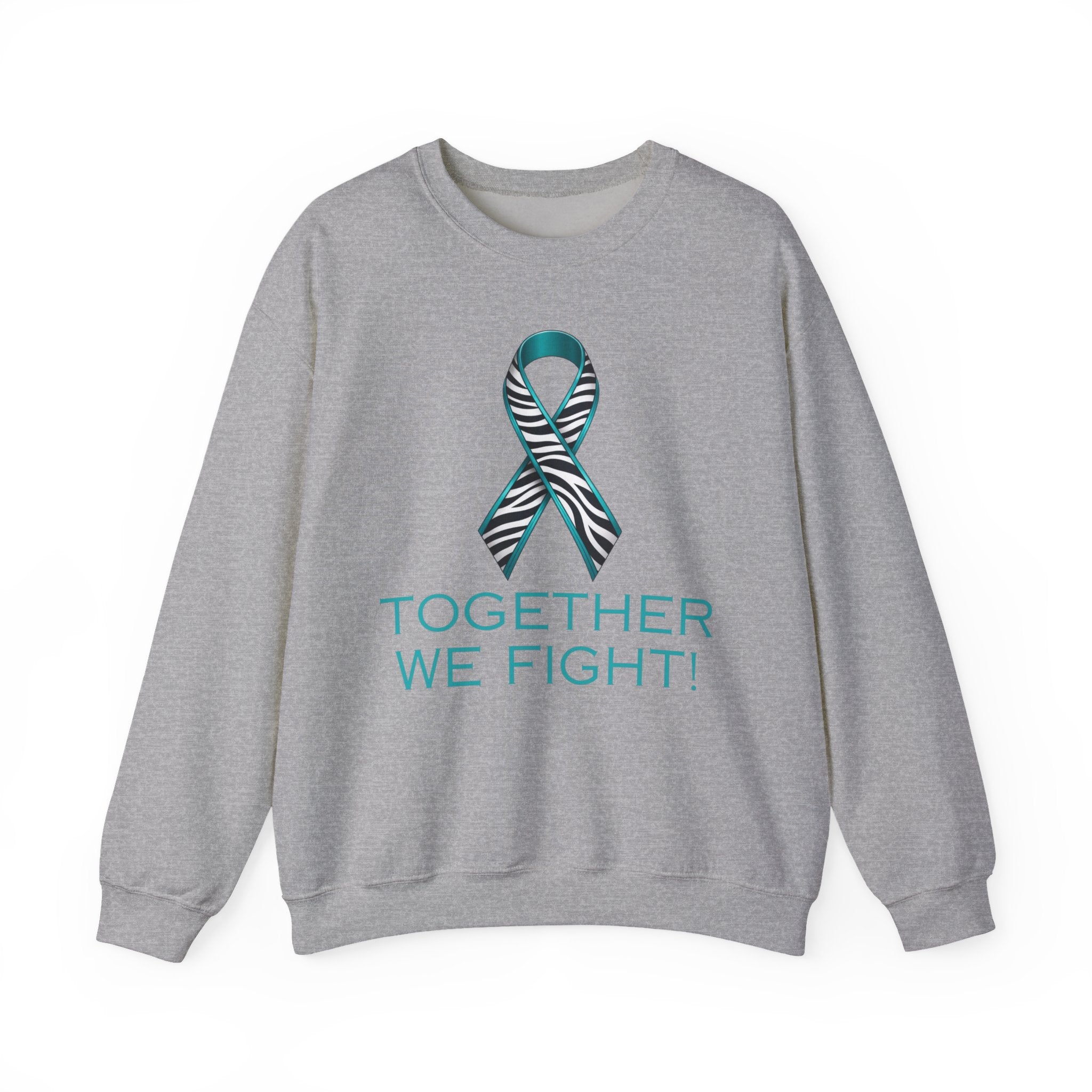 Awareness Ribbon Sweatshirt - "Together We Fight" Teal Zebra Support Crewneck