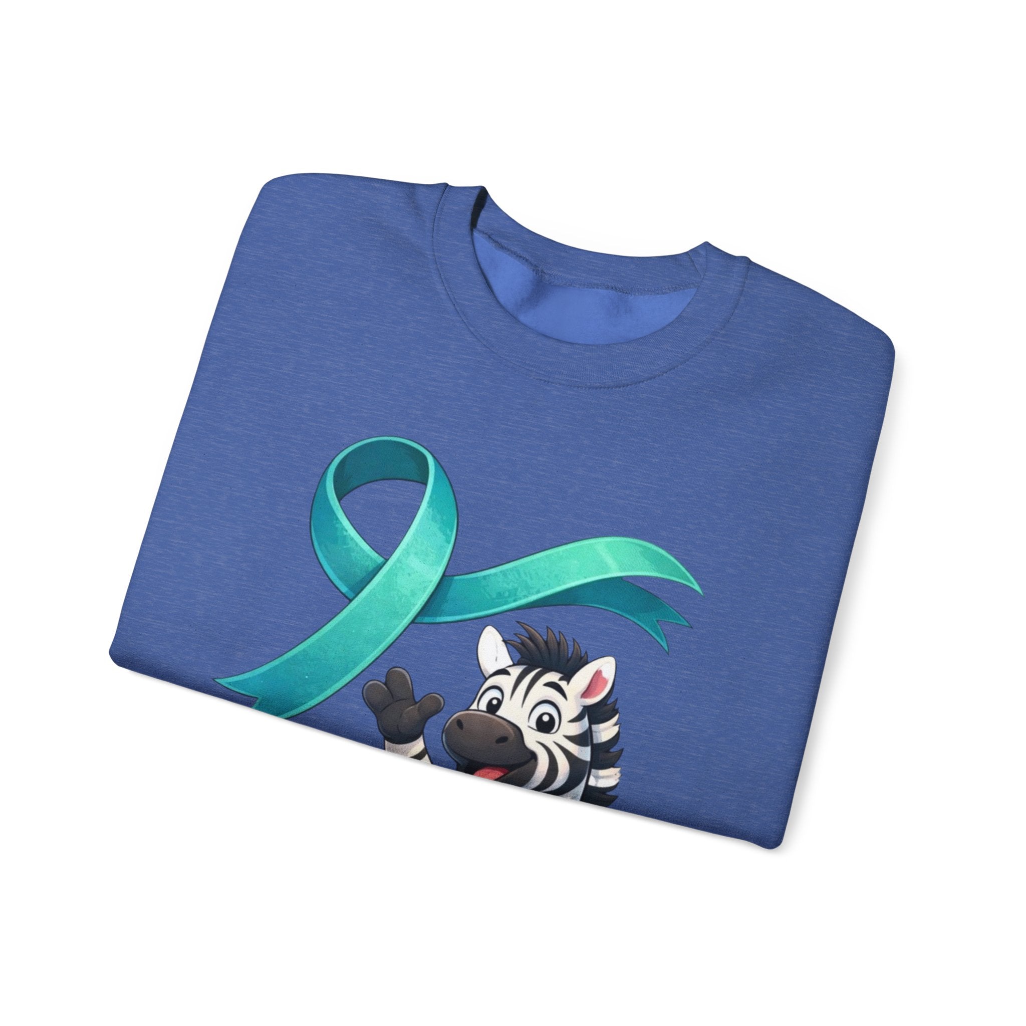 Rare Zebra Awareness Sweatshirt — "I Am Rare" Teal Ribbon Crewneck