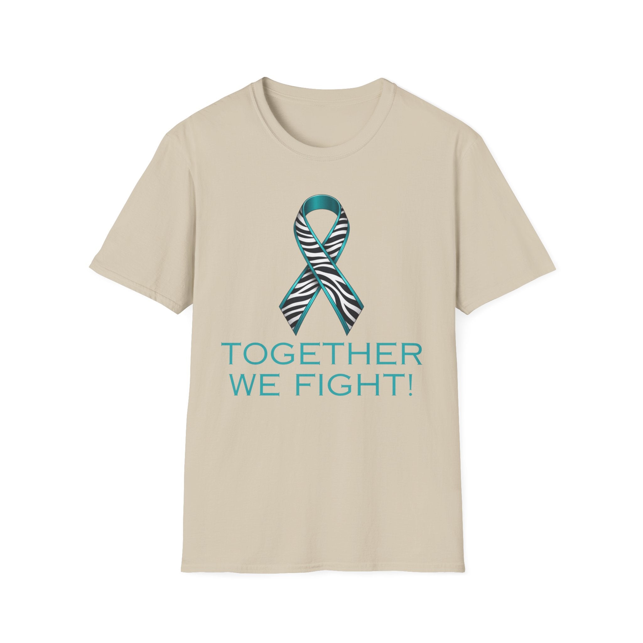 Rare Disease Awareness T-Shirt — Teal Zebra Ribbon "Together We Fight!"