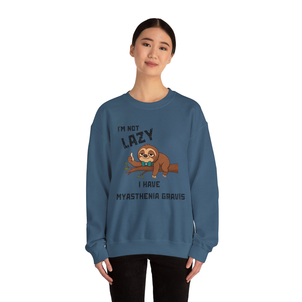 Myasthenia Gravis Awareness Sweatshirt - "I'm Not Lazy" Sloth Support Crewneck