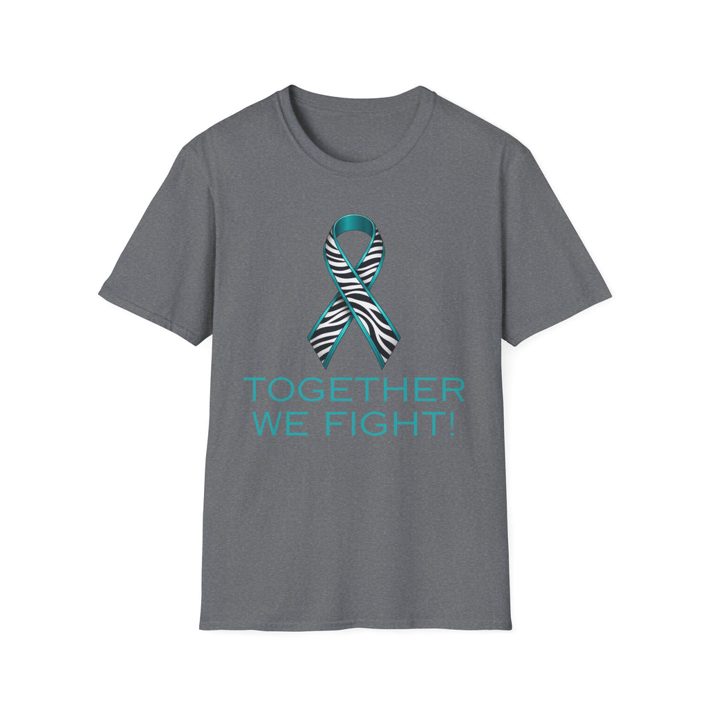 Rare Disease Awareness T-Shirt — Teal Zebra Ribbon "Together We Fight!"