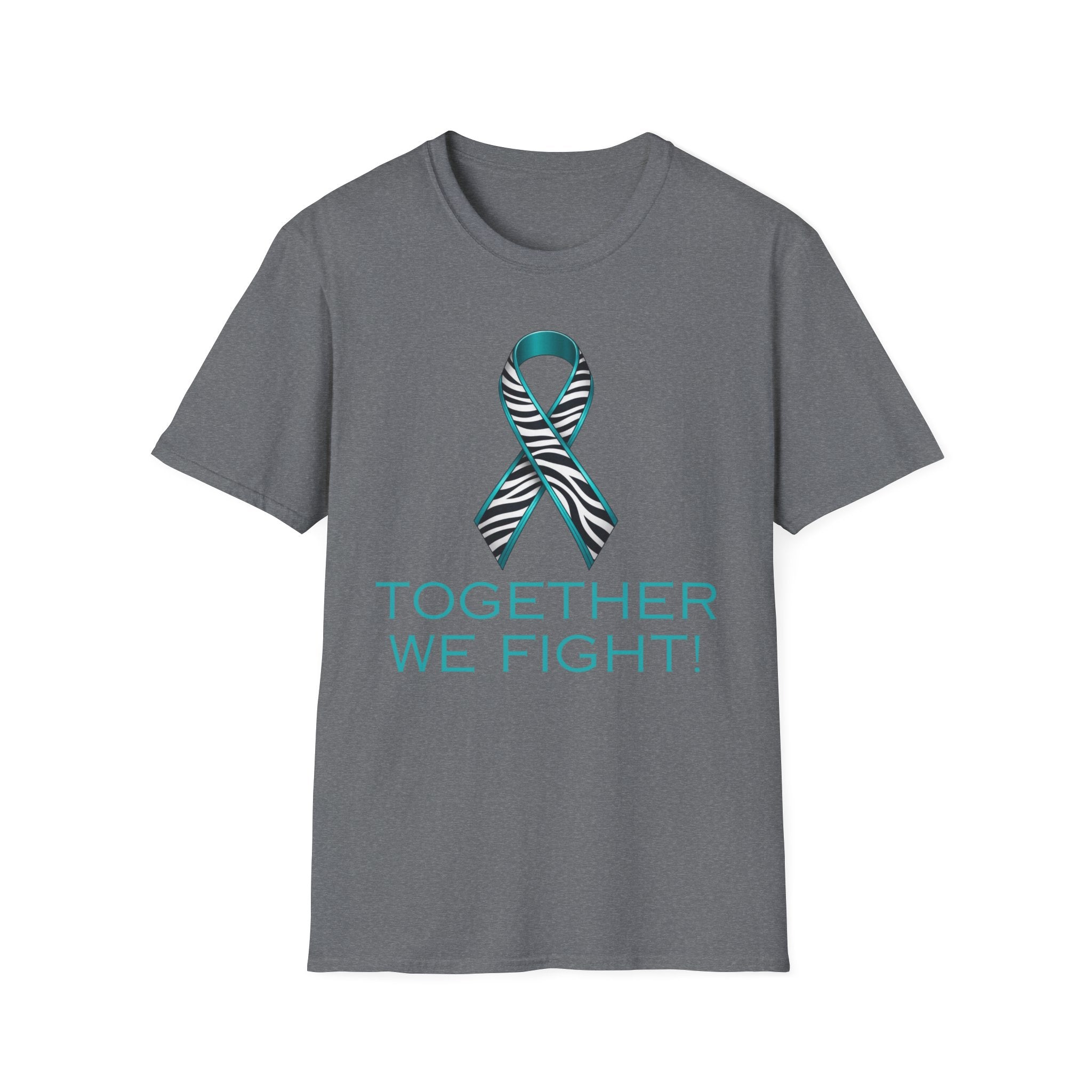 Rare Disease Awareness T-Shirt — Teal Zebra Ribbon "Together We Fight!"