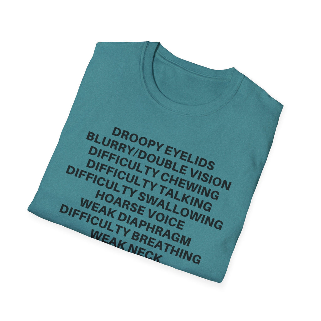 Myasthenia Gravis Awareness T-Shirt — Symptoms List Tee