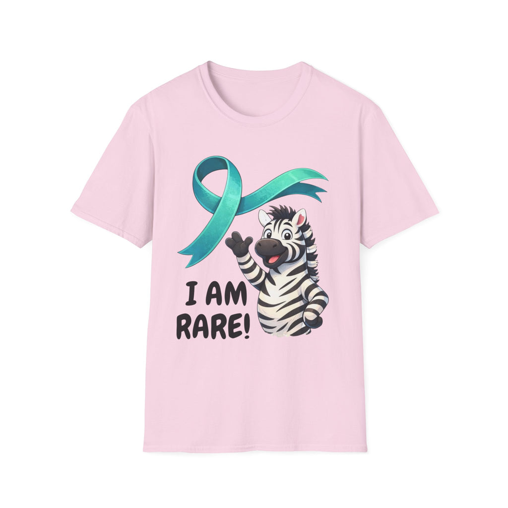Rare Disease Awareness Zebra T-Shirt — "I Am Rare" Teal Ribbon Shirt