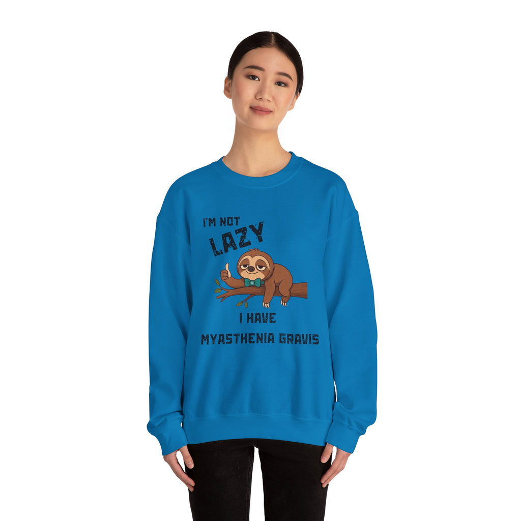 Myasthenia Gravis Awareness Sweatshirt - "I'm Not Lazy" Sloth Support Crewneck