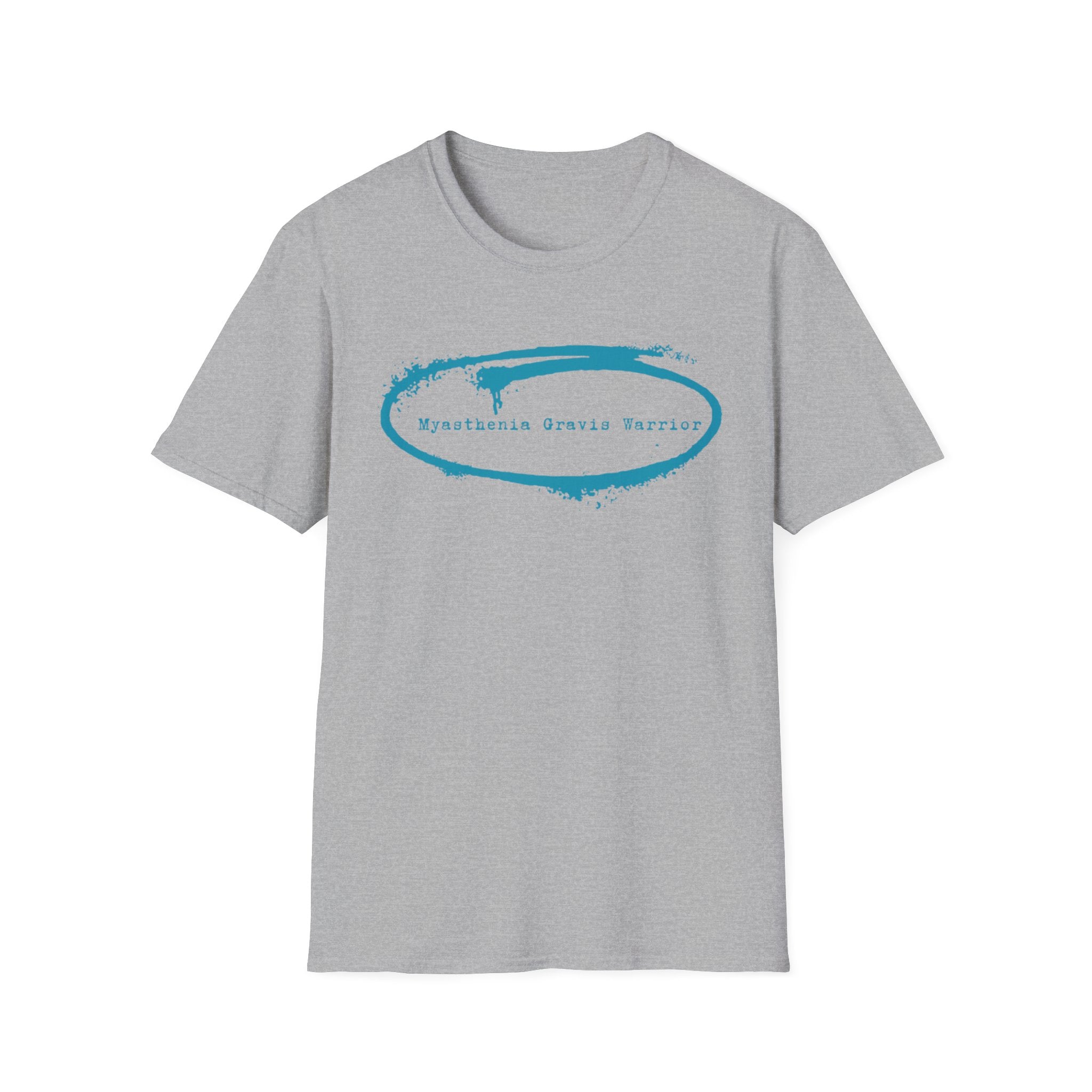 Myasthenia Gravis Warrior T-Shirt — Retro Blue Brushstroke Graphic Tee