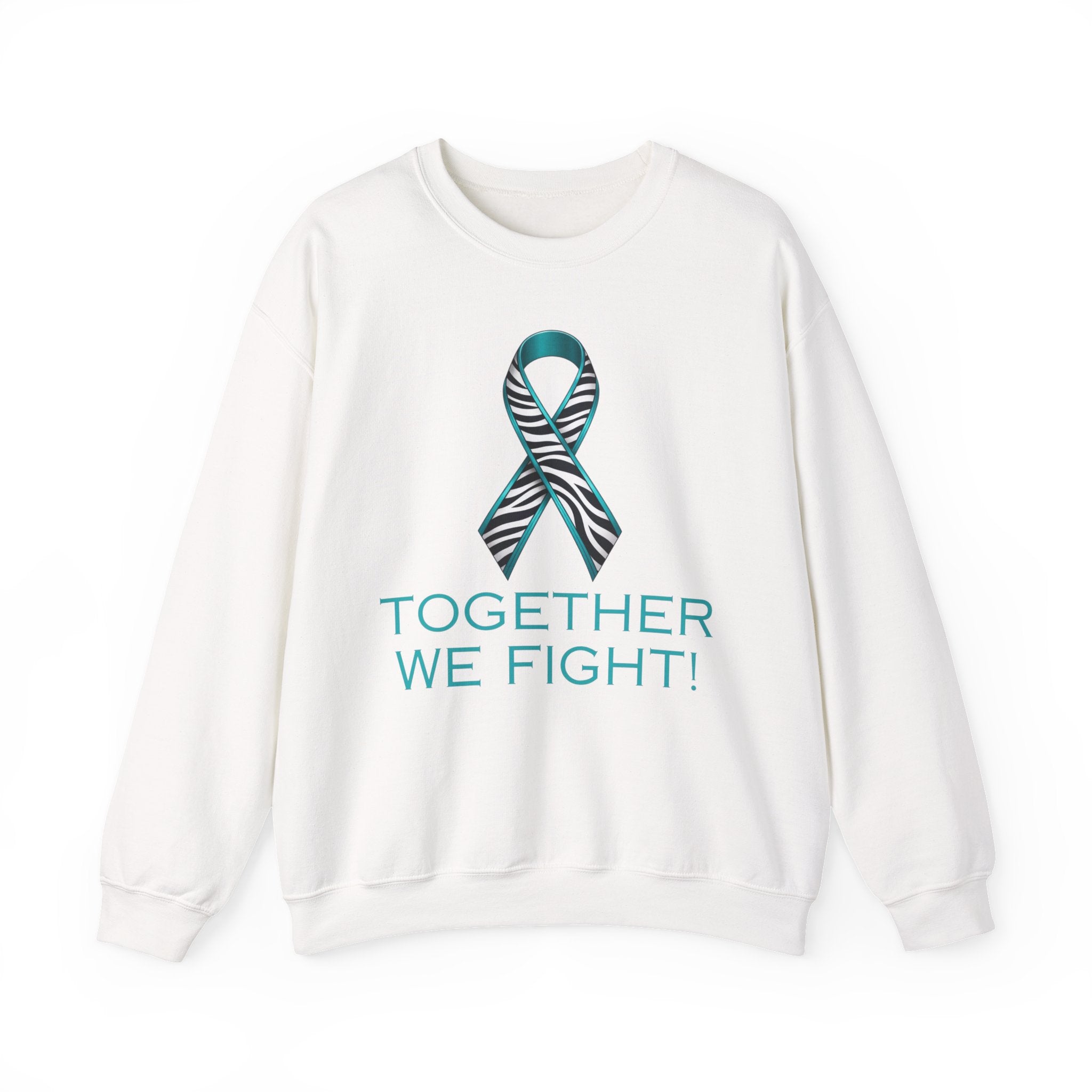 Awareness Ribbon Sweatshirt - "Together We Fight" Teal Zebra Support Crewneck