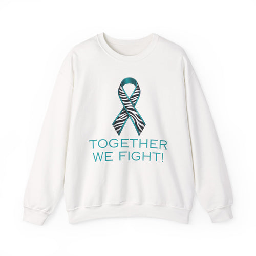 Awareness Ribbon Sweatshirt - "Together We Fight" Teal Zebra Support Crewneck