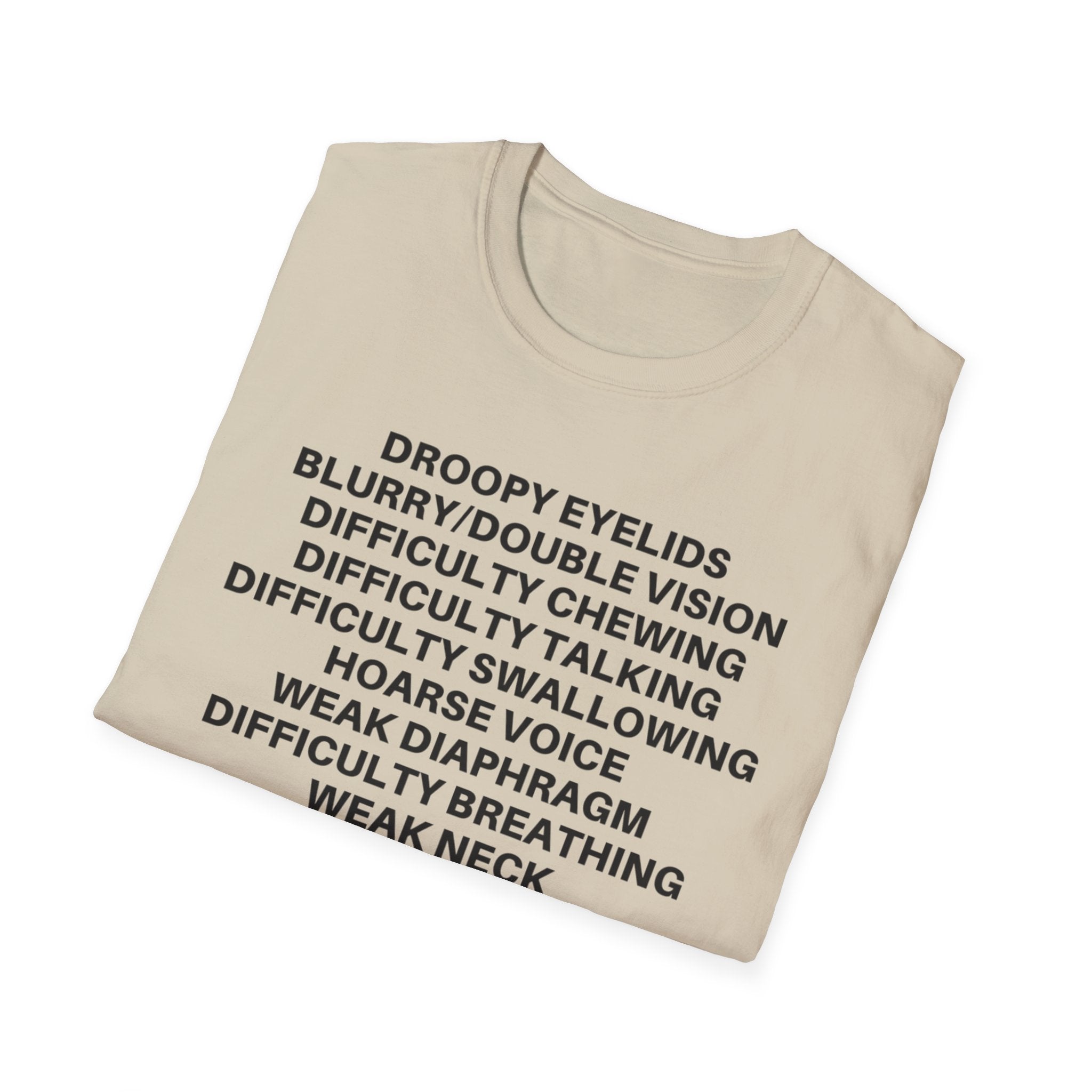 Myasthenia Gravis Awareness T-Shirt — Symptoms List Tee