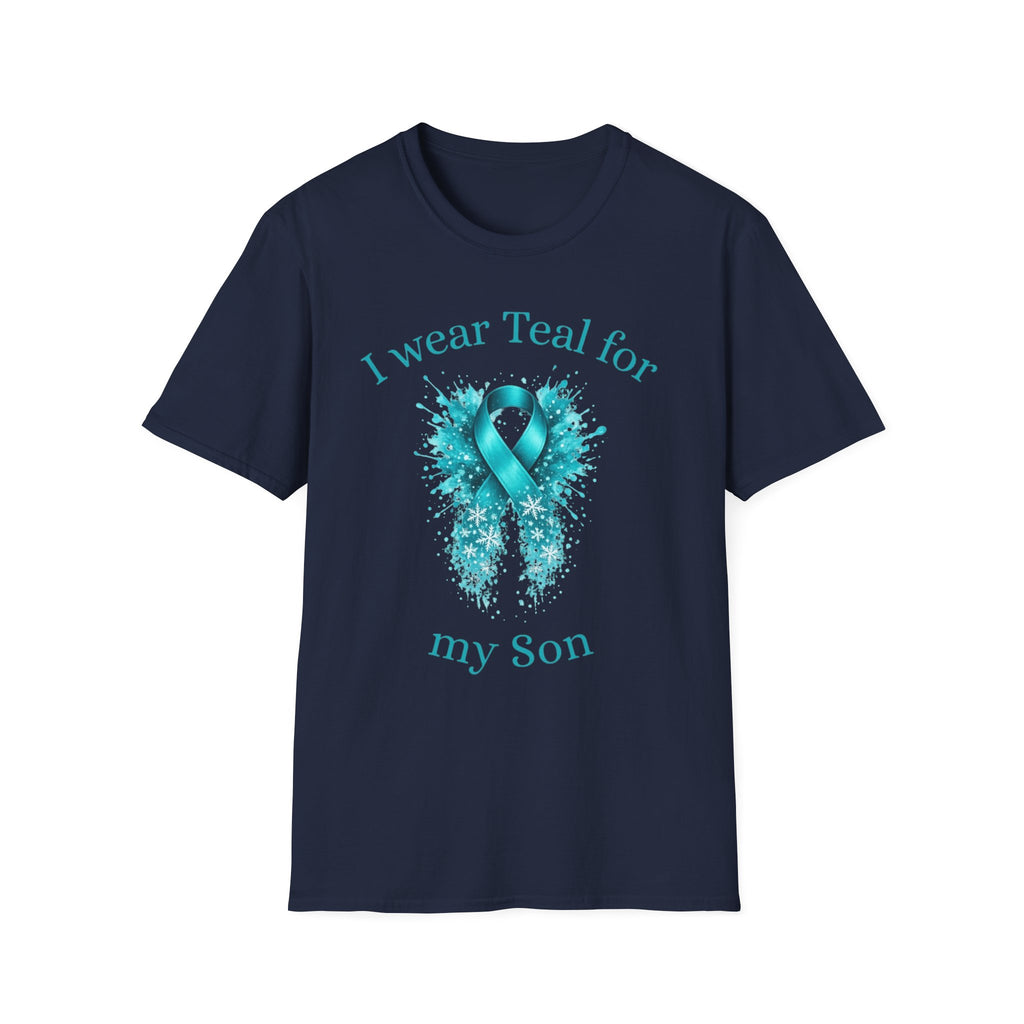 Myasthenia Gravis Awareness Ribbon T-Shirt — "I Wear Teal for My Son" Support Tee