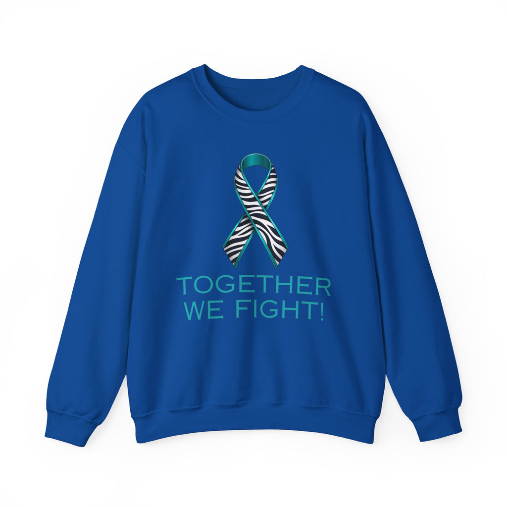 Awareness Ribbon Sweatshirt - "Together We Fight" Teal Zebra Support Crewneck