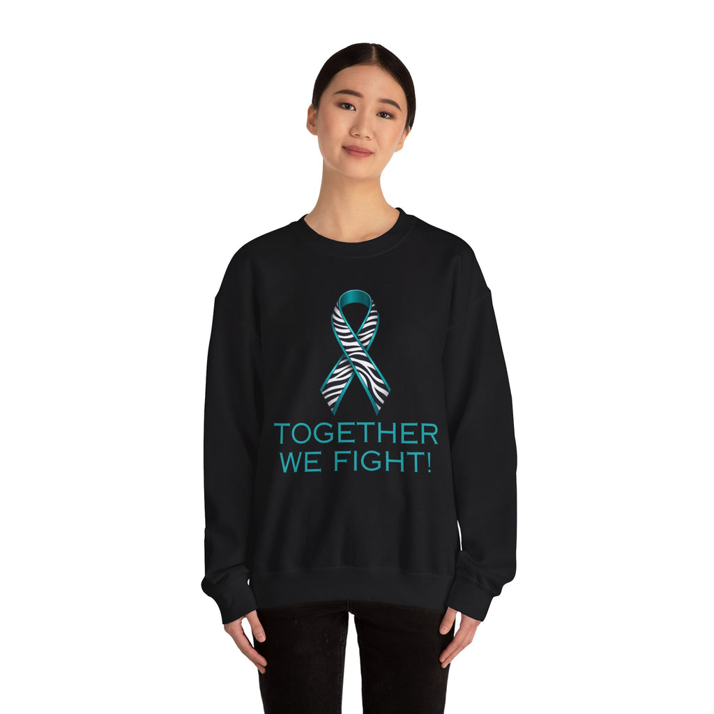 Awareness Ribbon Sweatshirt - "Together We Fight" Teal Zebra Support Crewneck