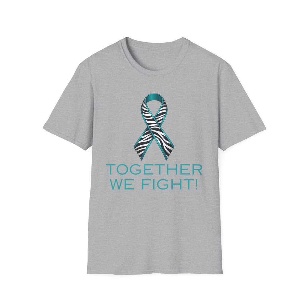 Rare Disease Awareness T-Shirt — Teal Zebra Ribbon "Together We Fight!"