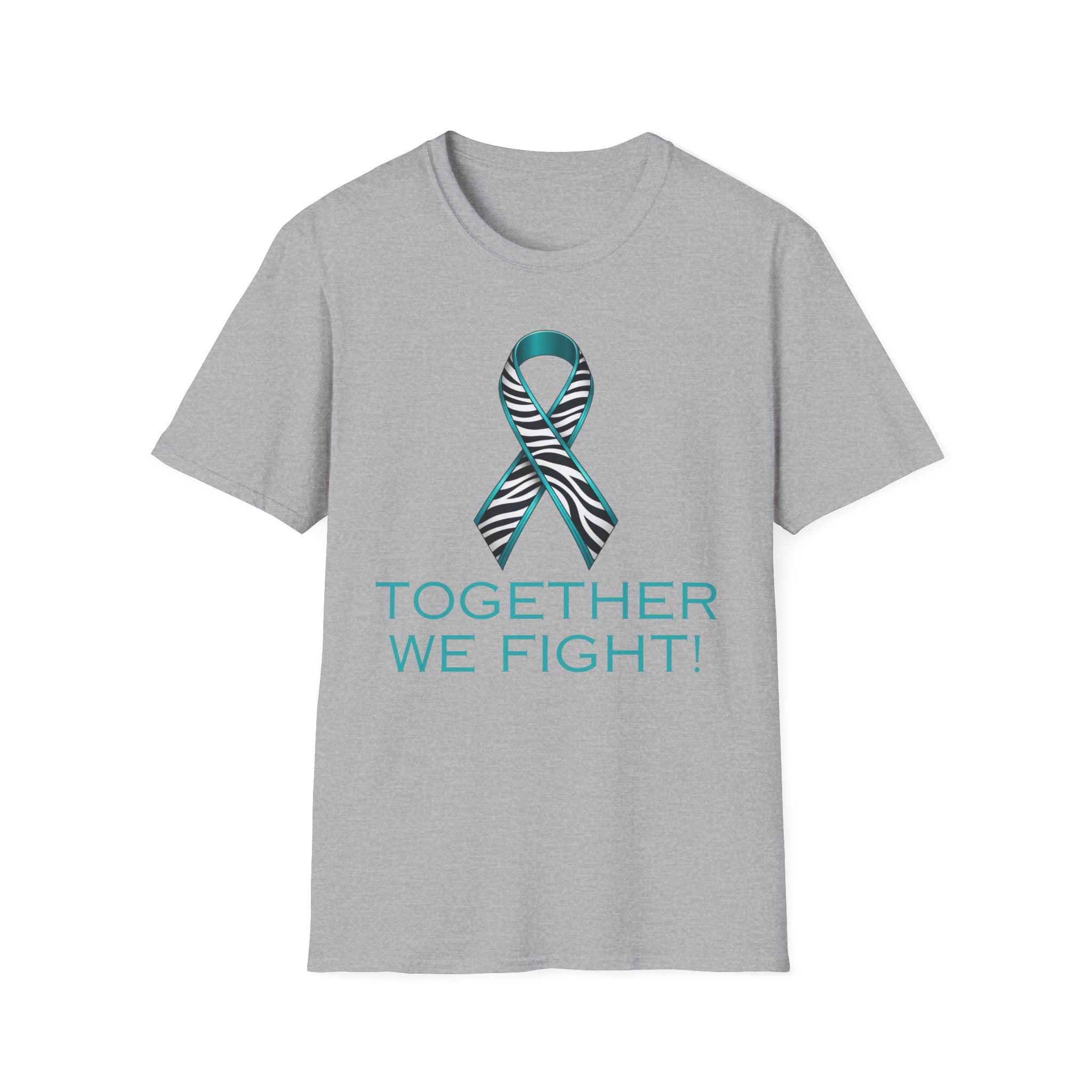 Rare Disease Awareness T-Shirt — Teal Zebra Ribbon "Together We Fight!"