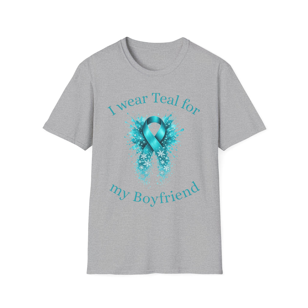 Myasthenia Gravis Awareness Ribbon T-Shirt — "I Wear Teal for My Boyfriend" Support Tee