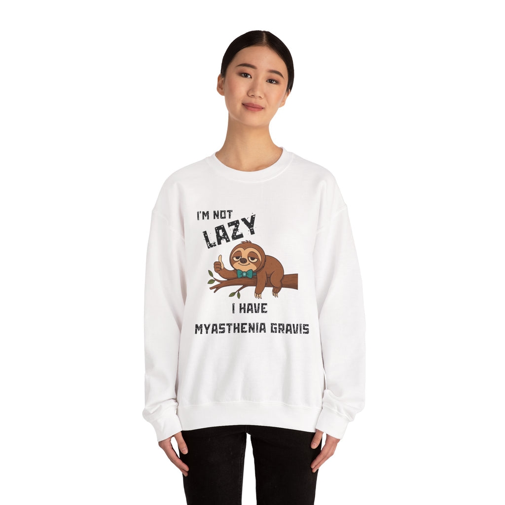 Myasthenia Gravis Awareness Sweatshirt - "I'm Not Lazy" Sloth Support Crewneck