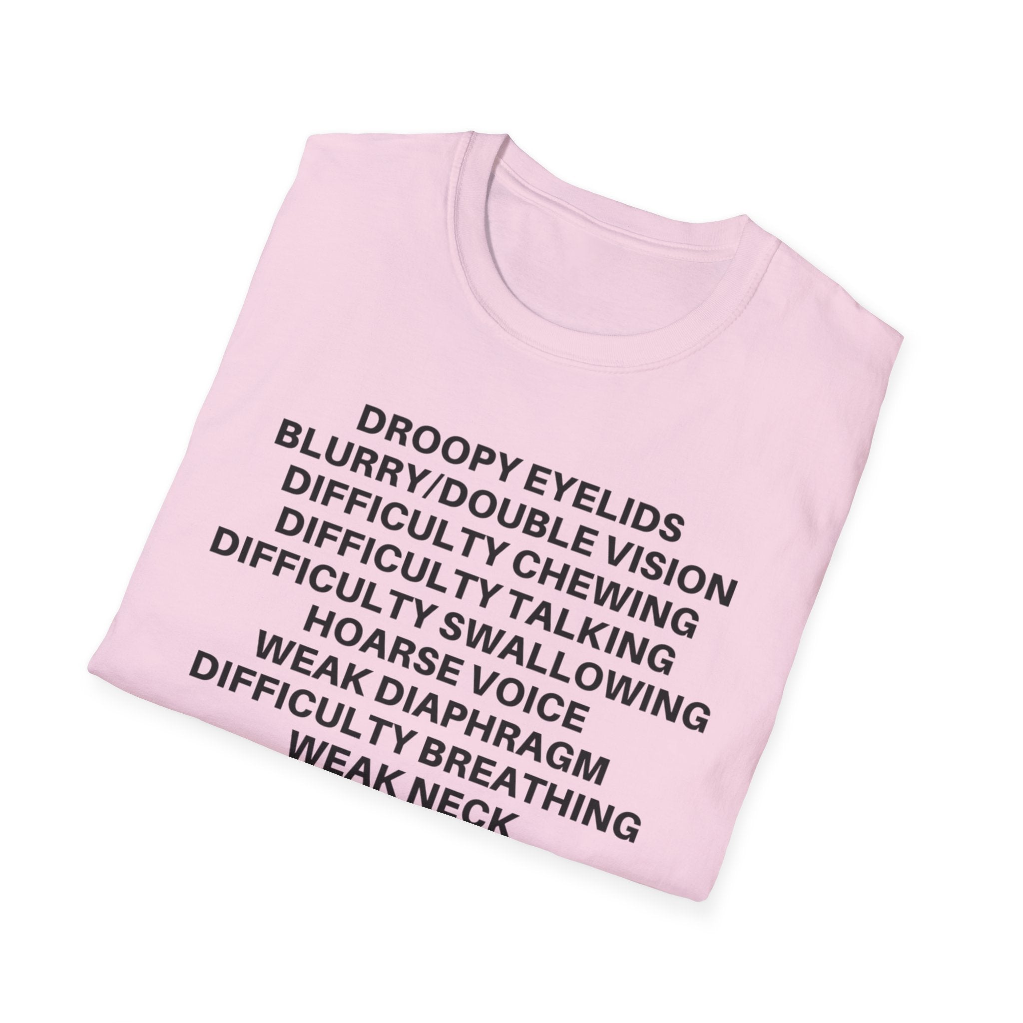 Myasthenia Gravis Awareness T-Shirt — Symptoms List Tee