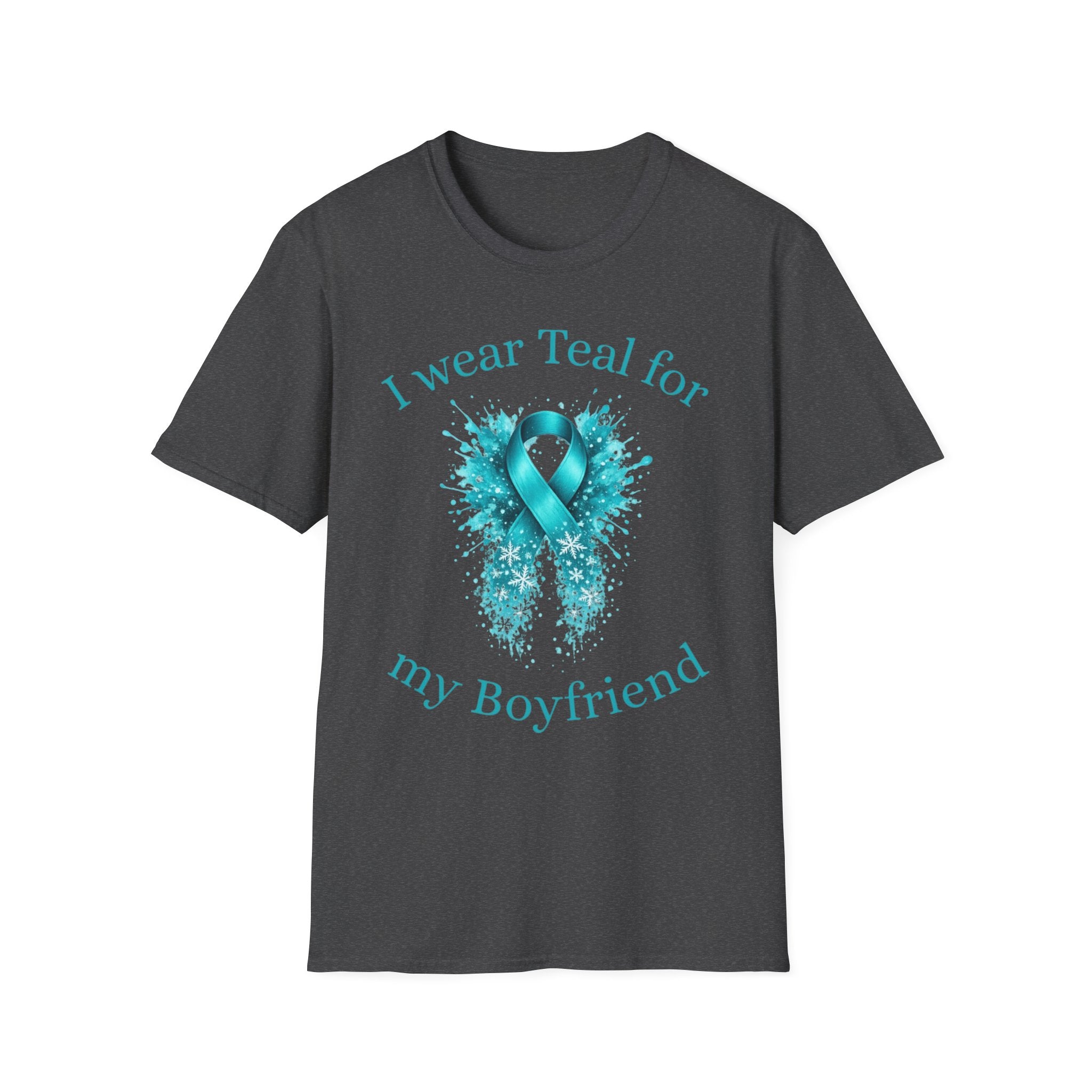 Myasthenia Gravis Awareness Ribbon T-Shirt — "I Wear Teal for My Boyfriend" Support Tee