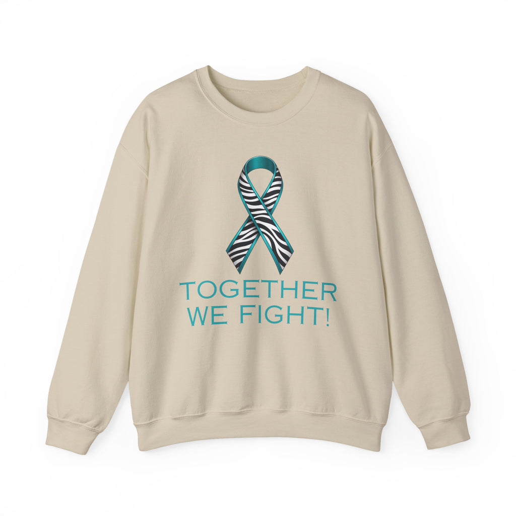 Awareness Ribbon Sweatshirt - "Together We Fight" Teal Zebra Support Crewneck