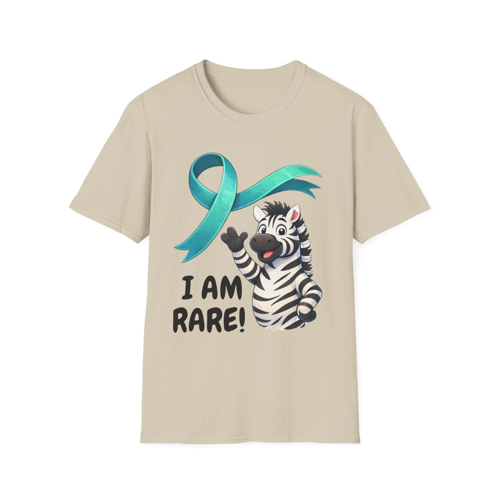 Rare Disease Awareness Zebra T-Shirt — "I Am Rare" Teal Ribbon Shirt