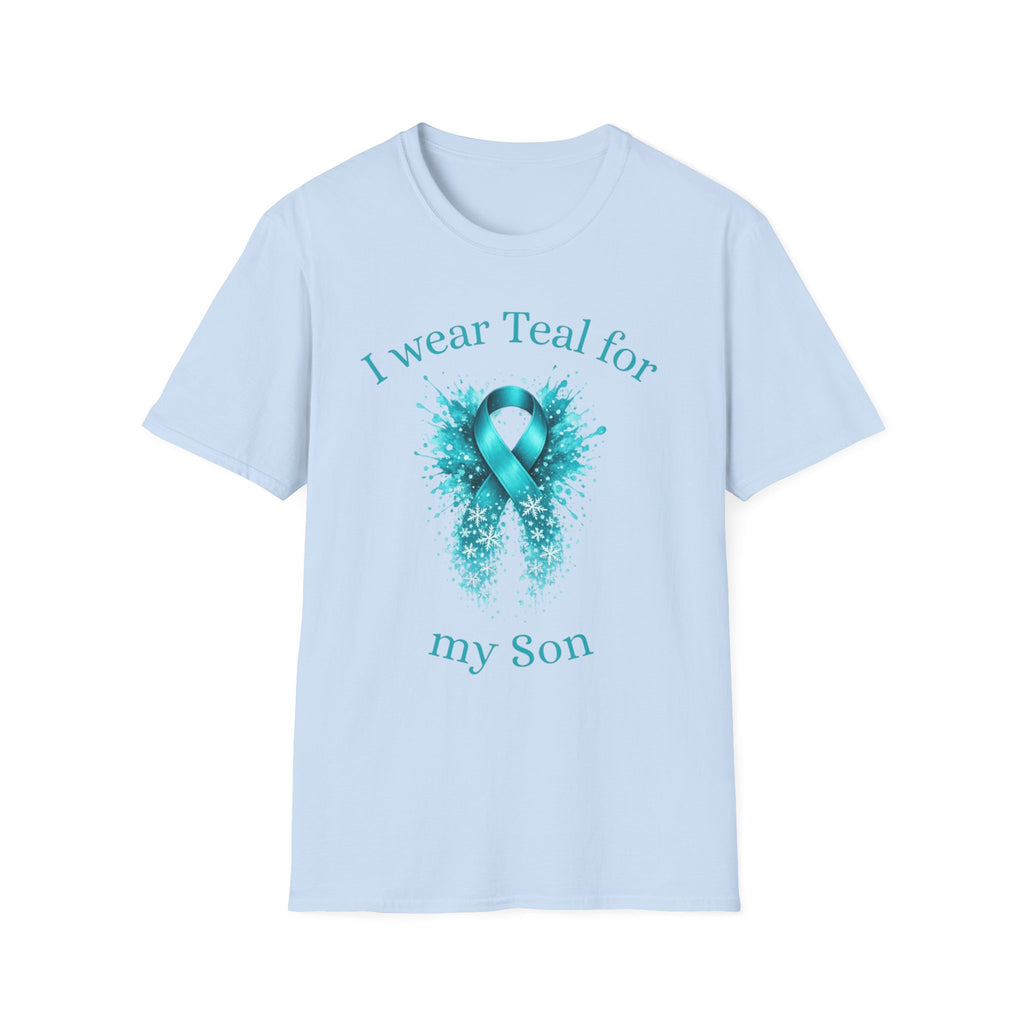 Myasthenia Gravis Awareness Ribbon T-Shirt — "I Wear Teal for My Son" Support Tee