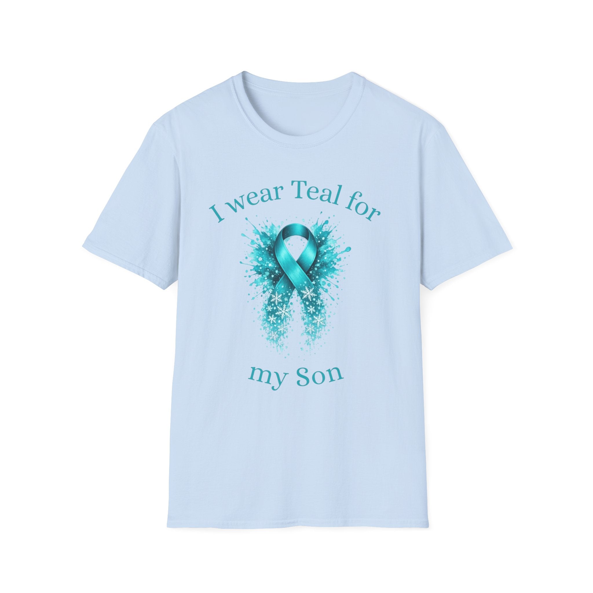 Myasthenia Gravis Awareness Ribbon T-Shirt — "I Wear Teal for My Son" Support Tee