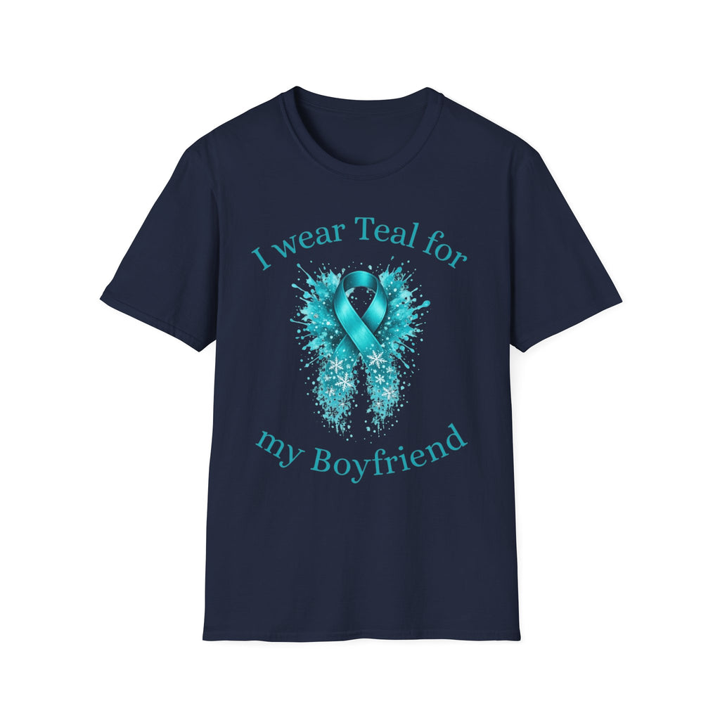 Myasthenia Gravis Awareness Ribbon T-Shirt — "I Wear Teal for My Boyfriend" Support Tee