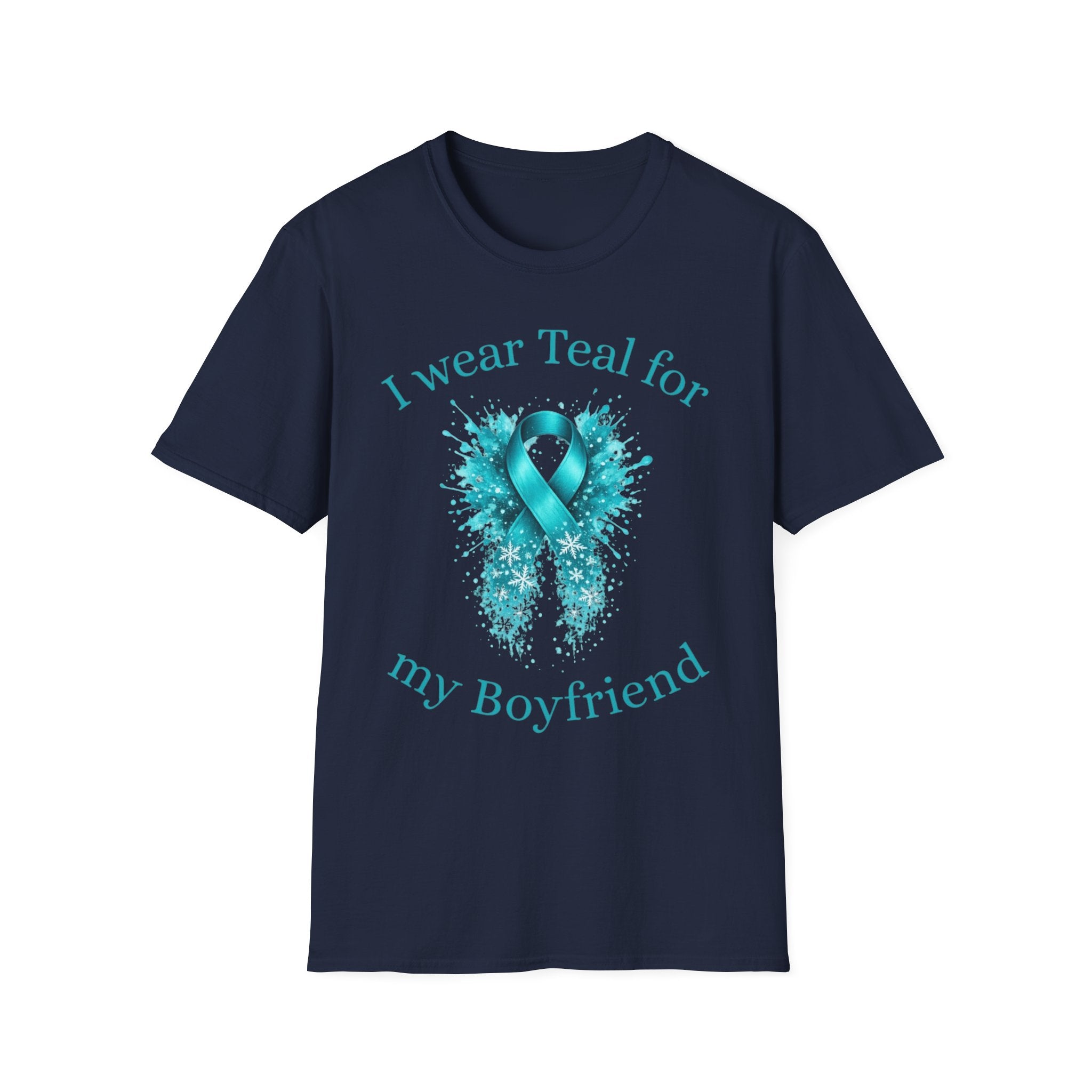 Myasthenia Gravis Awareness Ribbon T-Shirt — "I Wear Teal for My Boyfriend" Support Tee