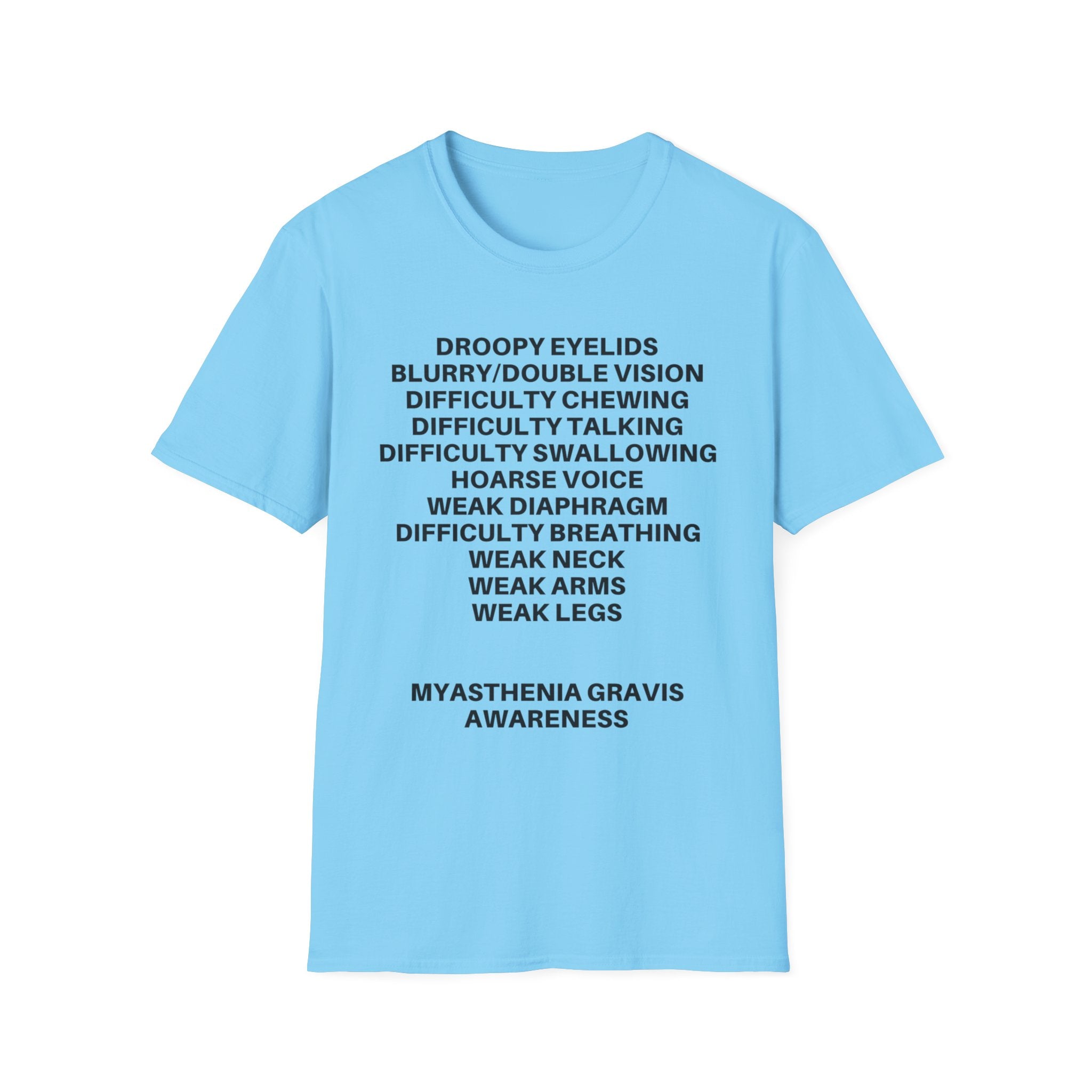Myasthenia Gravis Awareness T-Shirt — Symptoms List Tee