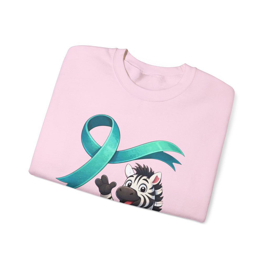 Rare Zebra Awareness Sweatshirt — "I Am Rare" Teal Ribbon Crewneck
