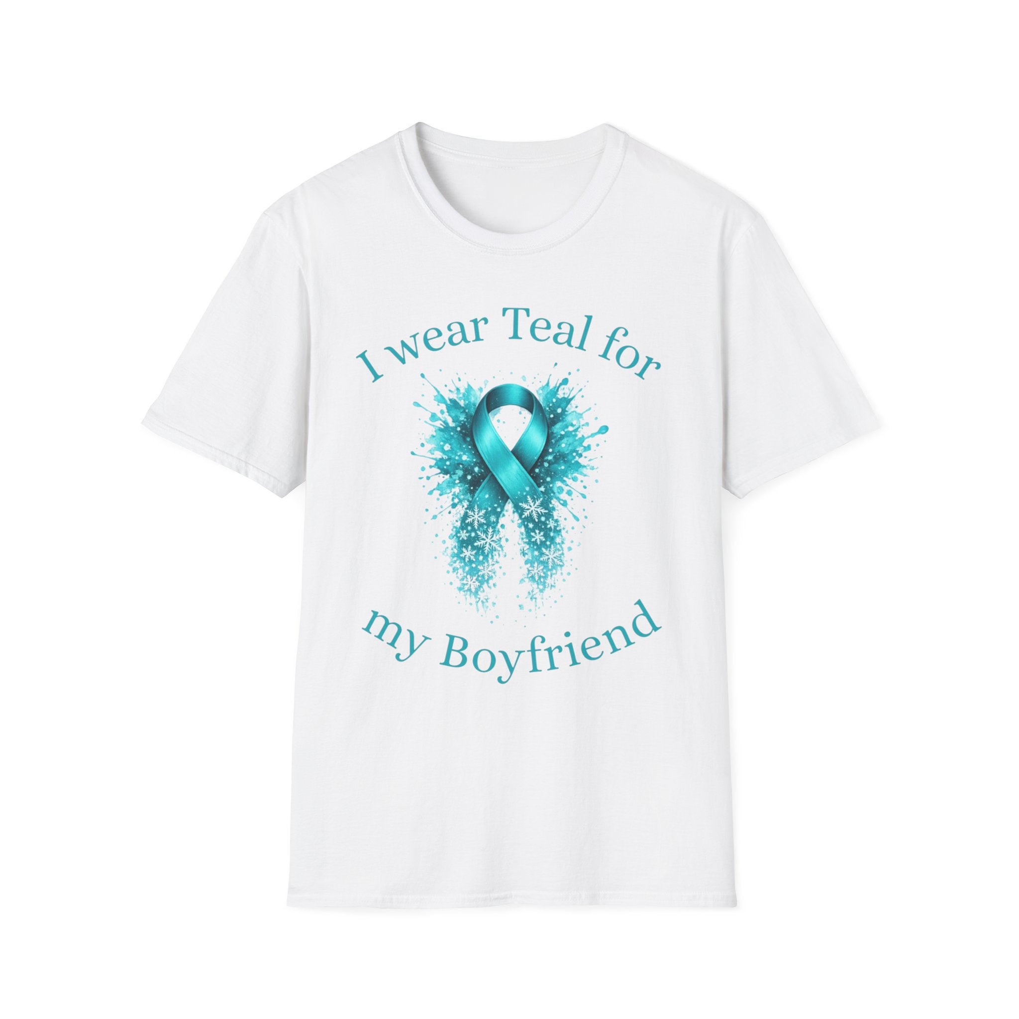 Myasthenia Gravis Awareness Ribbon T-Shirt — "I Wear Teal for My Boyfriend" Support Tee