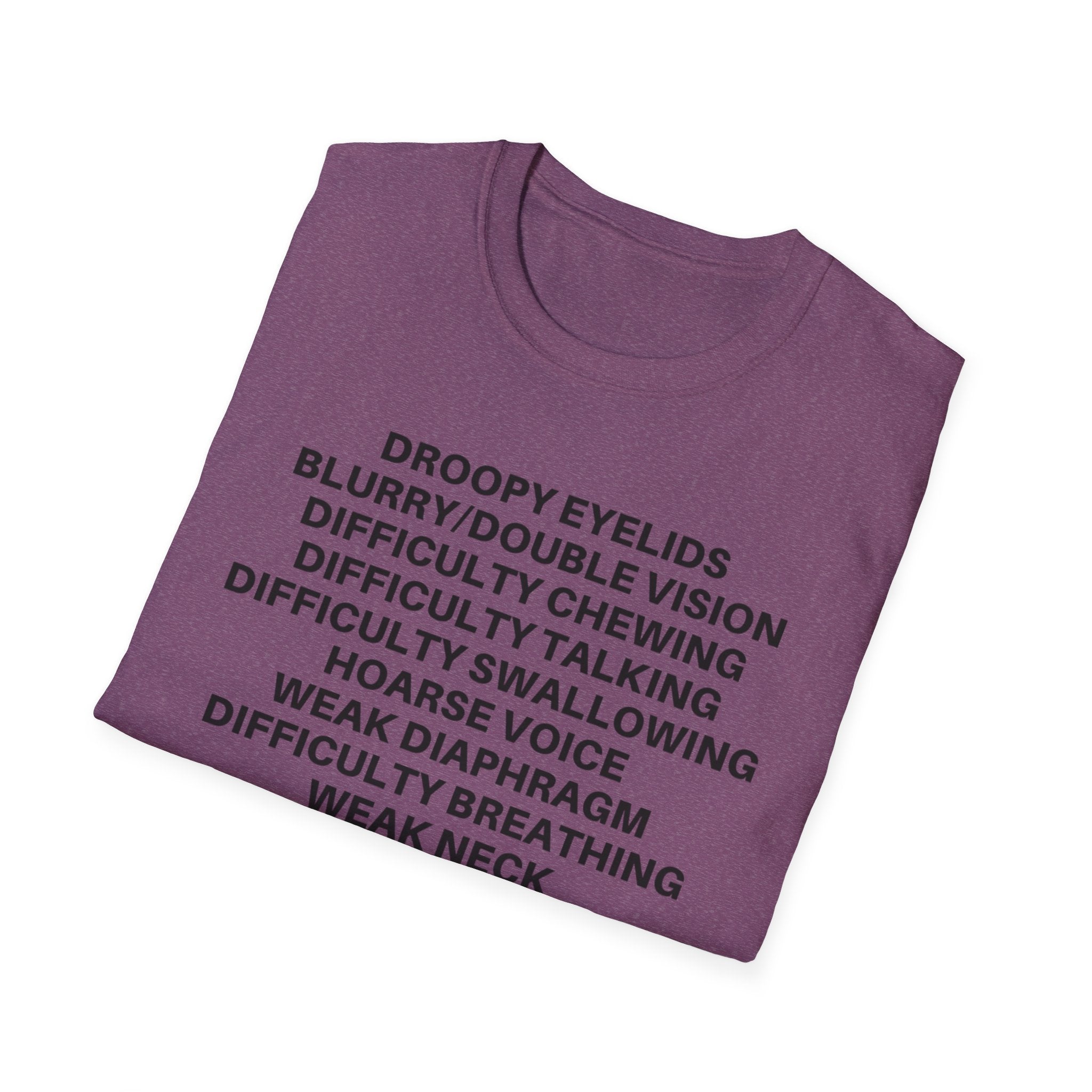 Myasthenia Gravis Awareness T-Shirt — Symptoms List Tee