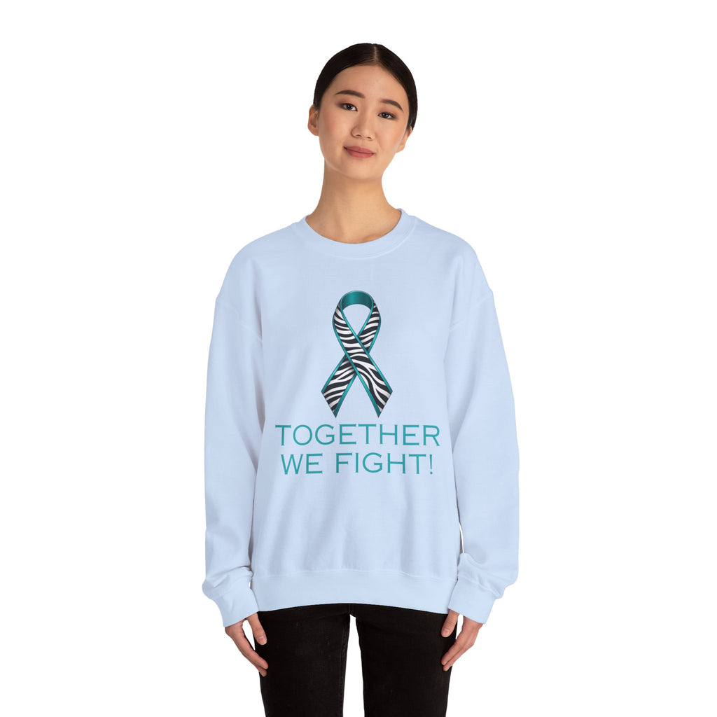 Awareness Ribbon Sweatshirt - "Together We Fight" Teal Zebra Support Crewneck